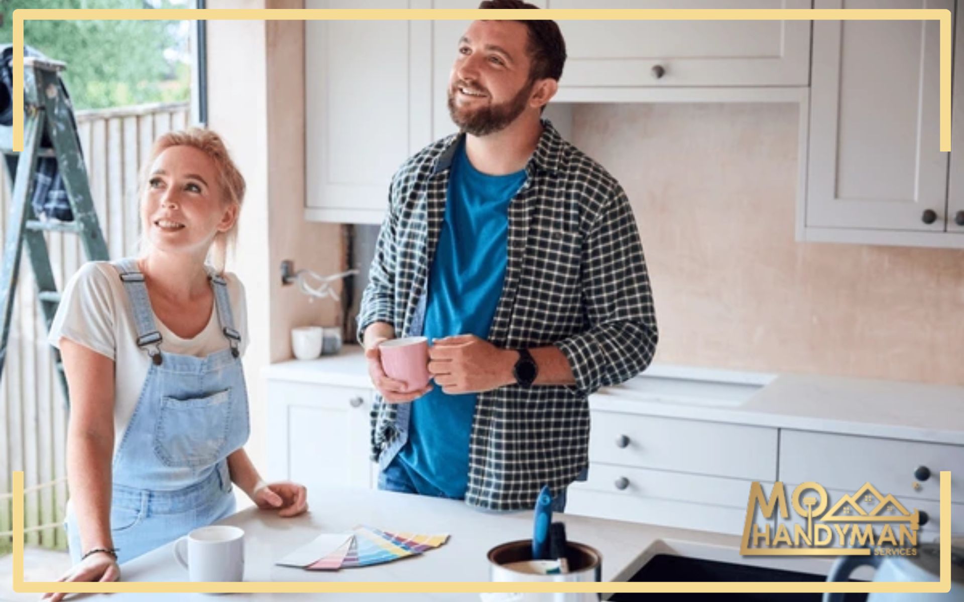 Elegant kitchen design with luxurious finishes and custom cabinetry, expertly crafted by Mo Handyman Services.