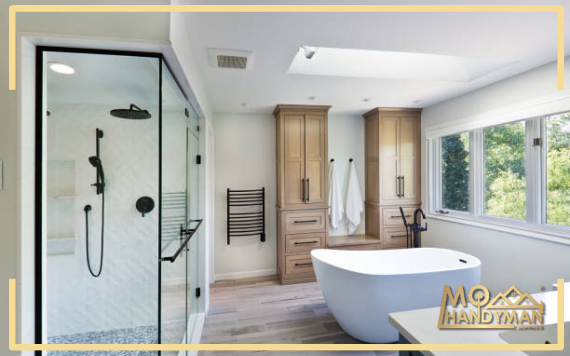 Modern spa-like bathroom retreat featuring sophisticated design elements, expertly crafted by Mo Handyman Services for ultimate relaxation