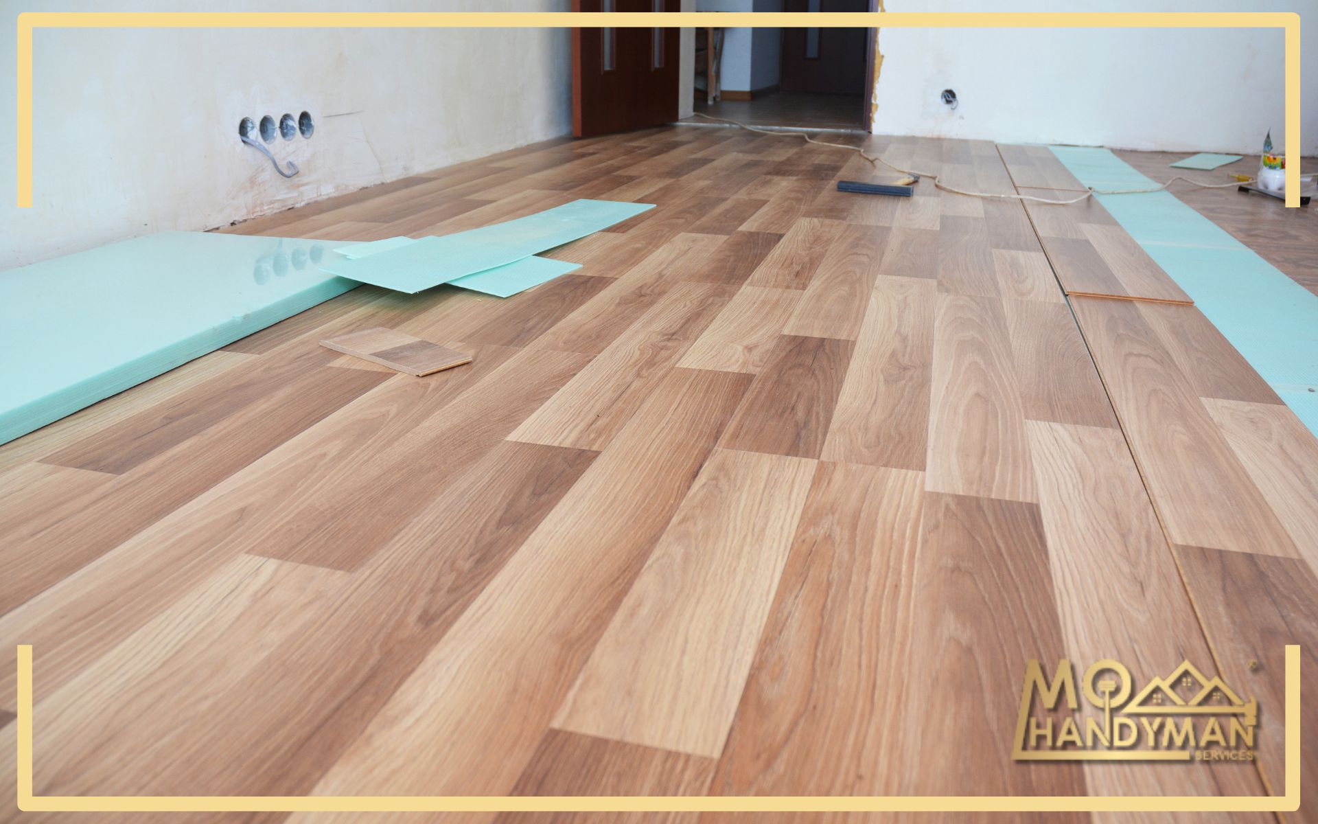 Laminate flooring elegance in a spacious kitchen, illustrating the seamless blend of style and durability with easy-to-install planks, following innovative flooring installation tips for an enhanced home aesthetic.