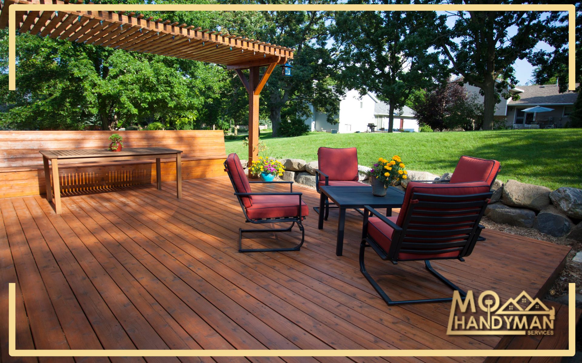 Affordable deck restoration with high-quality finishes, ensuring long-lasting beauty and functionality for your home's outdoor entertainment area.