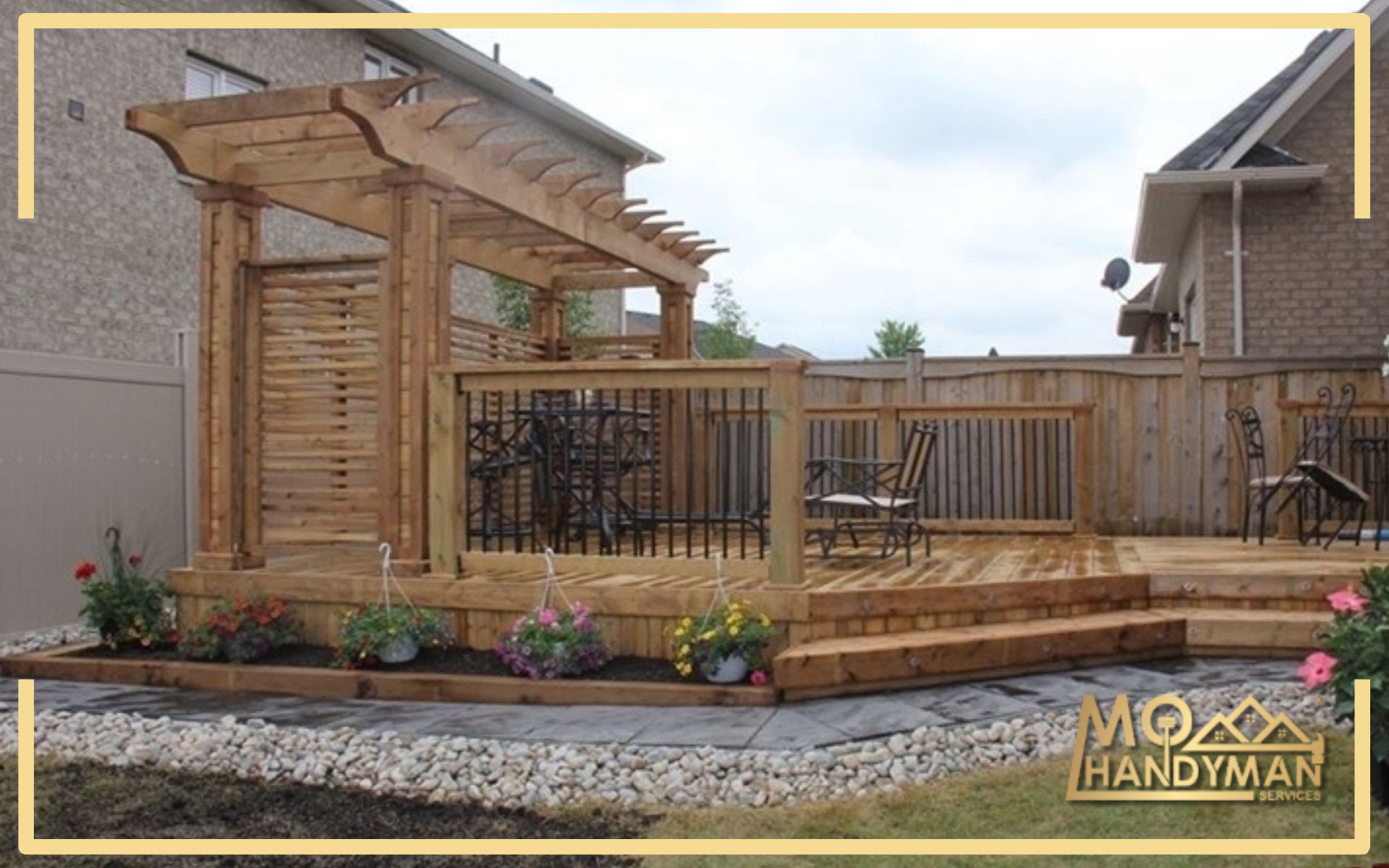 Stylish outdoor deck with safety features