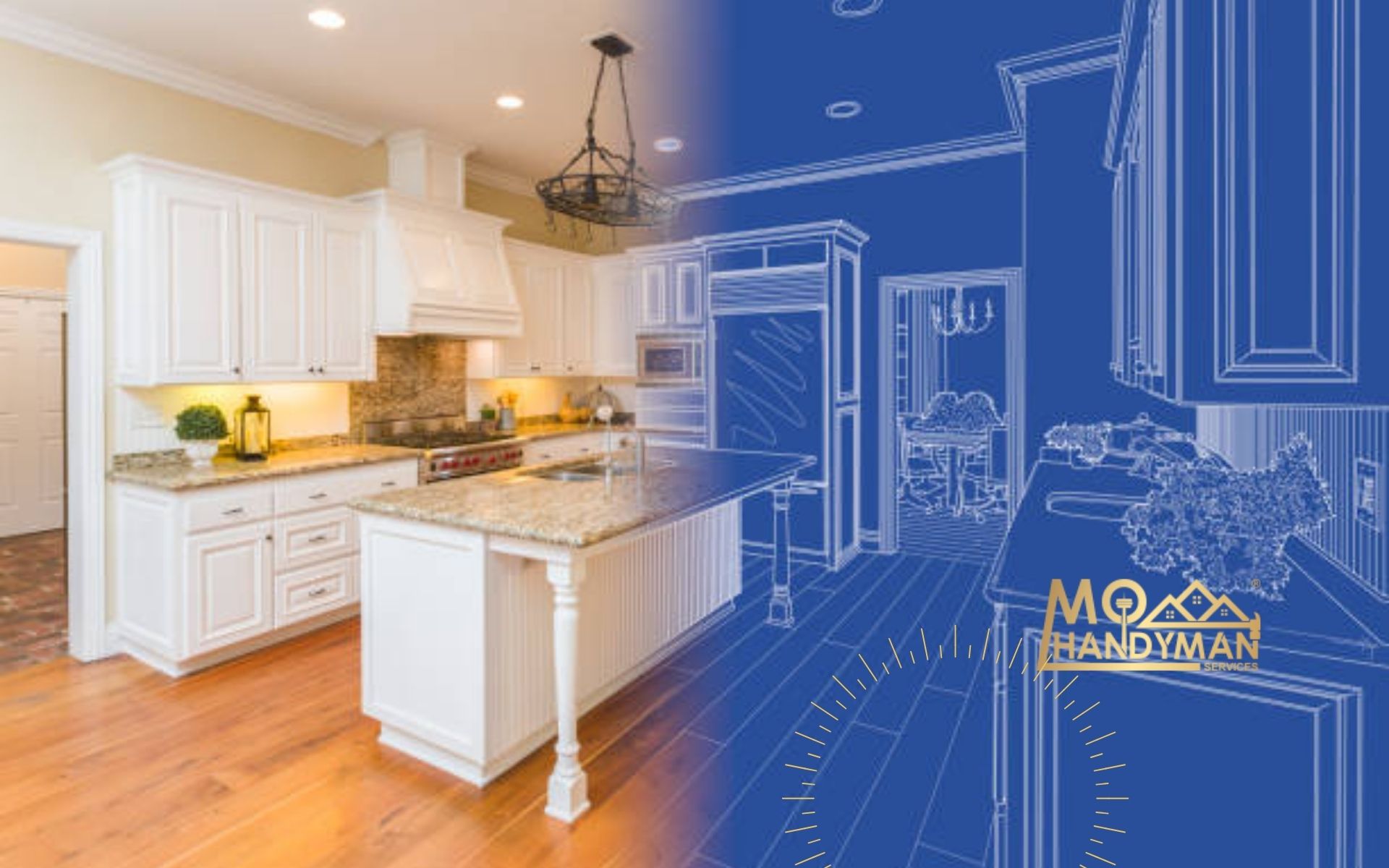 Sleek and modern kitchen remodel by Mo Handyman Services, showcasing innovative design and state-of-the-art appliances.